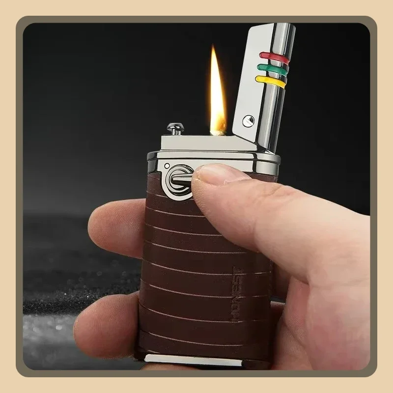 2026 New Retro RockerLamp oil Grinding Wheel Lighter Durable Metal Cigarette Lighter Creative Trendy Men's Smoking Set