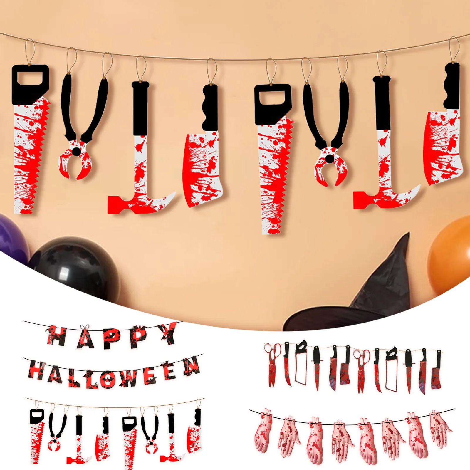 Bloody Garland Banner - Halloween Fear Bloody Party Decorations Supplies Home Decoration Accessories DecoracióN декор для дома