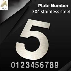 50/75/90mm Self Adhesive House Number  Stainless Steel Anti Rust Sticker Doorplate Home Door Plaque Numbers Sign For Mailbox