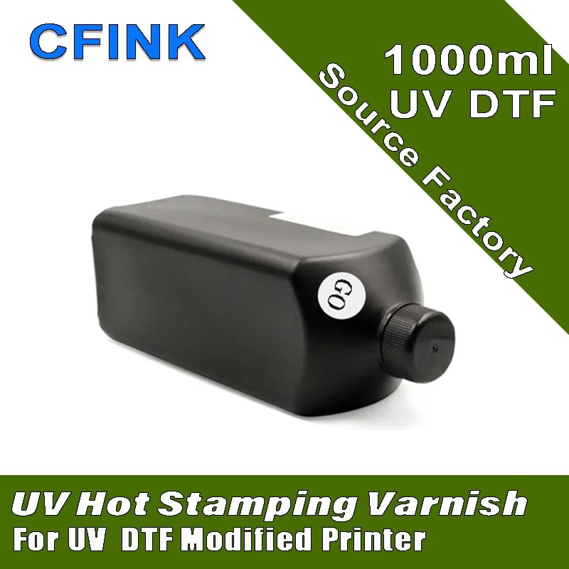 CFINK 1000ML UV DTF Hot Stamping Varnish UV DTF Gloss for Epson XP600 DX5 DX6 L1800 TX800 DX10 for UV DTF Gold Film