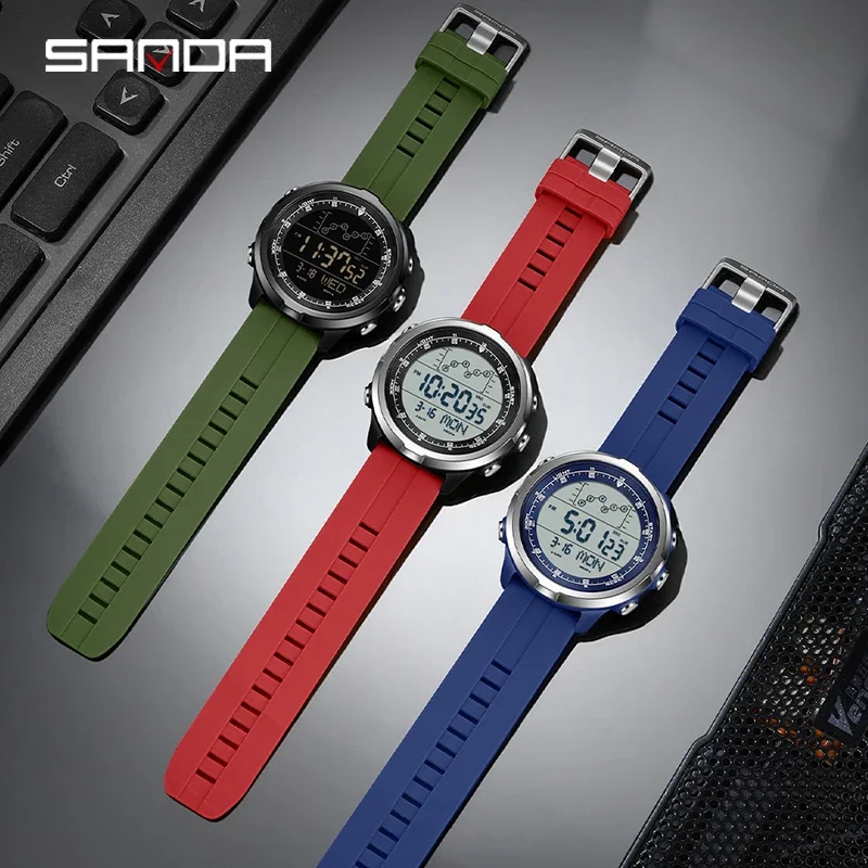 SANDA New Watch for Men LED Digital Chronograph Stopwatch 5Bar Waterproof Electronic Luminous Clock Military Sport Wristwatch