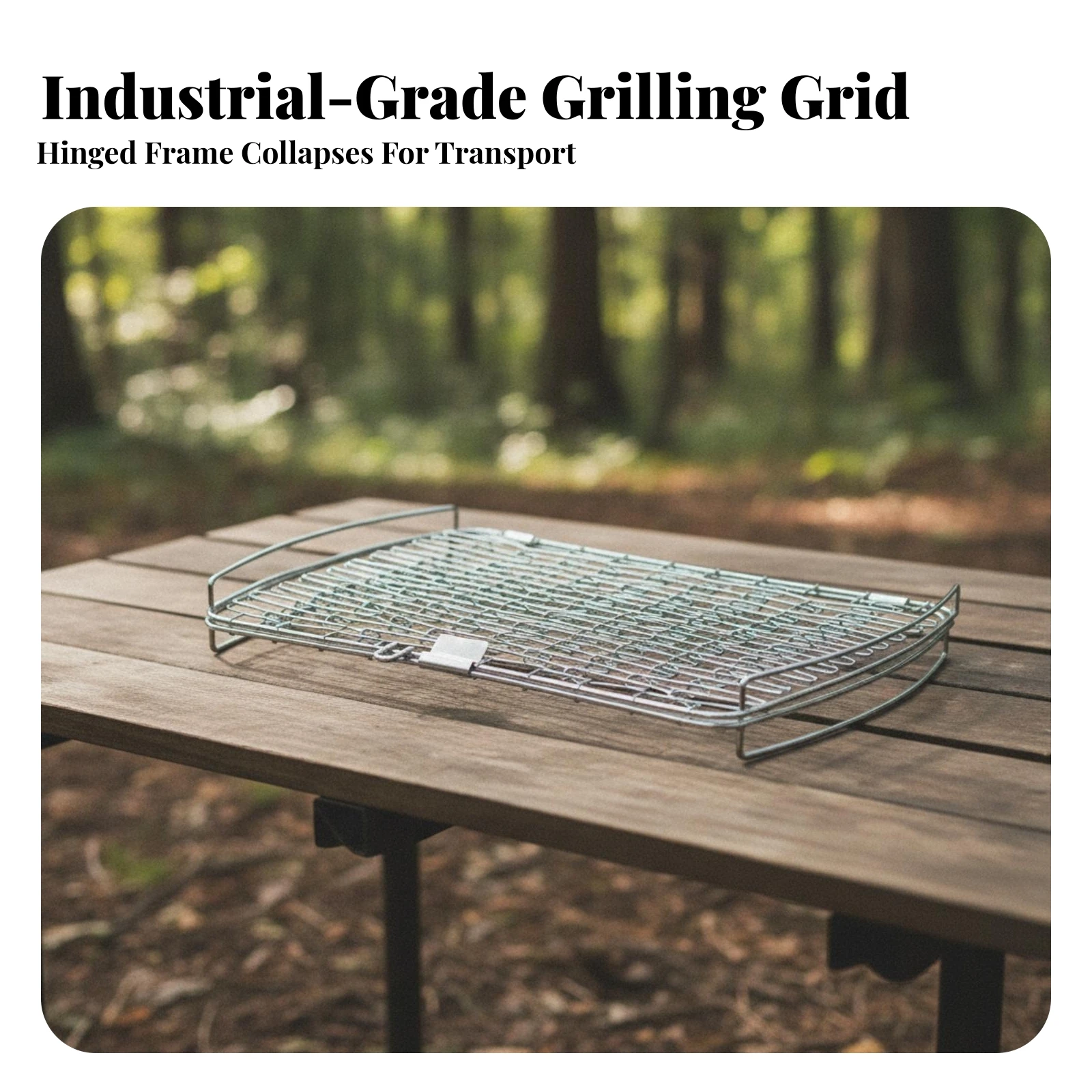 Folding Barbecue Grilling Basket Rustproof Foldable Seafood Grill Basket Heavy Duty Reusable for Outdoor Cooking, Camping