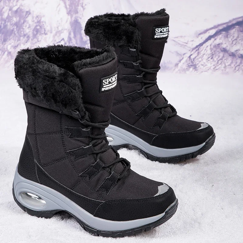 Botas De nieve clásicas para Mujer, zapatos cálidos hechos a mano con plataforma, botines De talla 42, Invierno