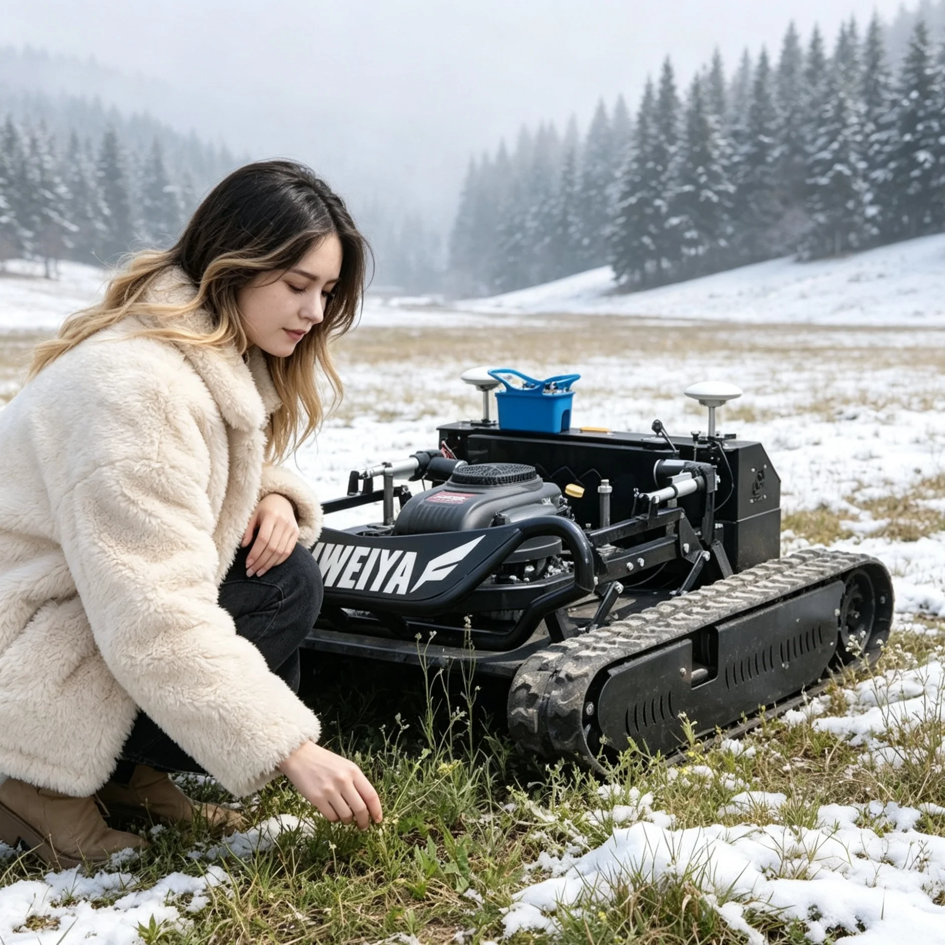 Customized for scenic area lawn Black Knight tracked self‑propelled lawn mower 900mm optional upgraded GPS module for automatic