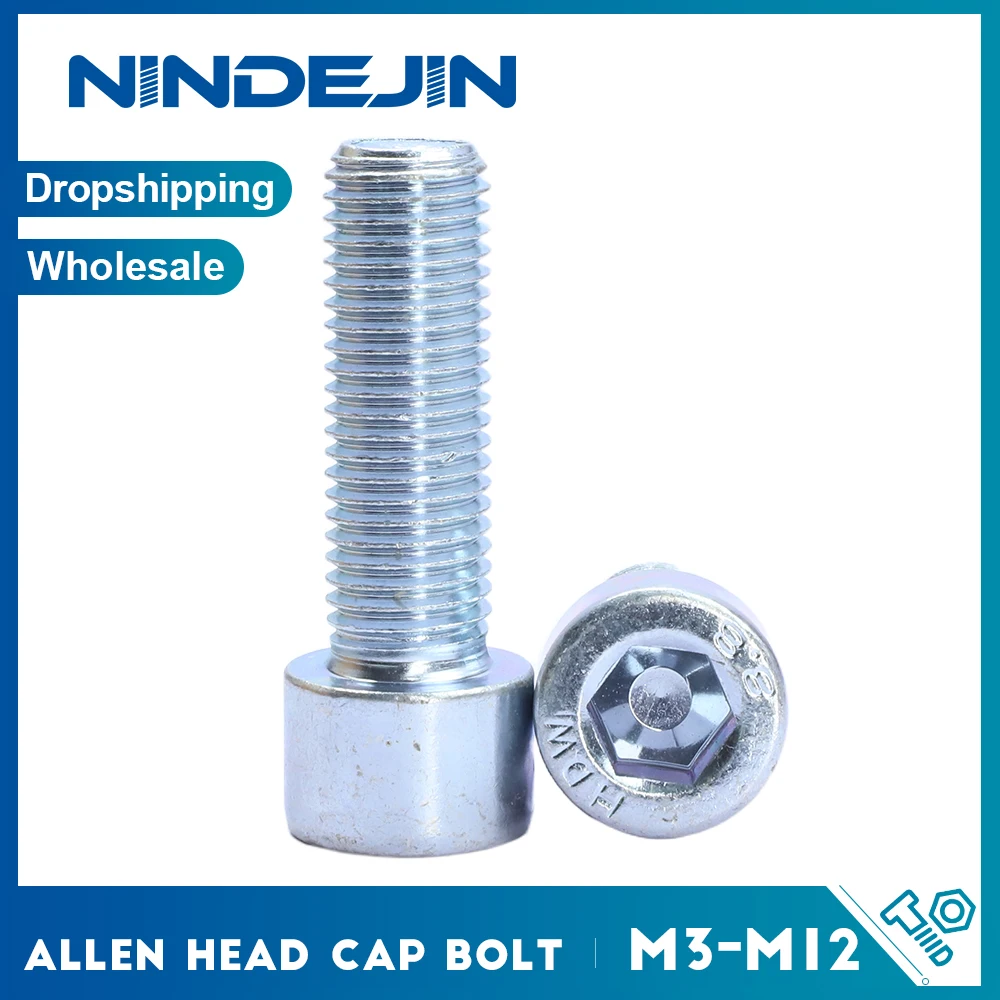 1-20pcs Hexagon Socket Head Cap Screws 10.9 Grade Blue Zinc Carbon Steel M3 M4 M5 M6 M8 M10 M16 Hex Socket Allen Cap Screw GB70