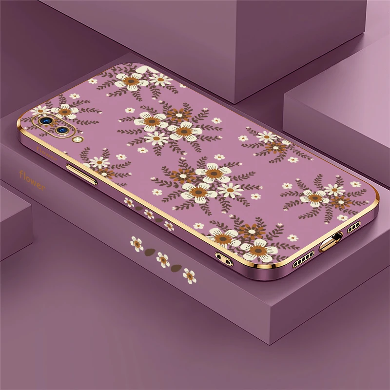 Luxury Plating Phone Case For Vivo V9 V5 Lite V11 V11i V20 SE V17 V15 V19 Pro Fashion Flowers Pattern Shockproof Soft Cover