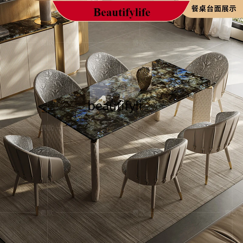 

Light luxury dining table and chair combination table premium Italian marble square round dining table G1218