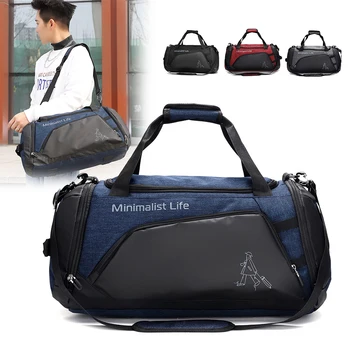 Nylon Fitness Bag Large Capacity Waterproof Sports Bag with Shoe Compartment Multifunctional Wear-resistant for Outdoor Football