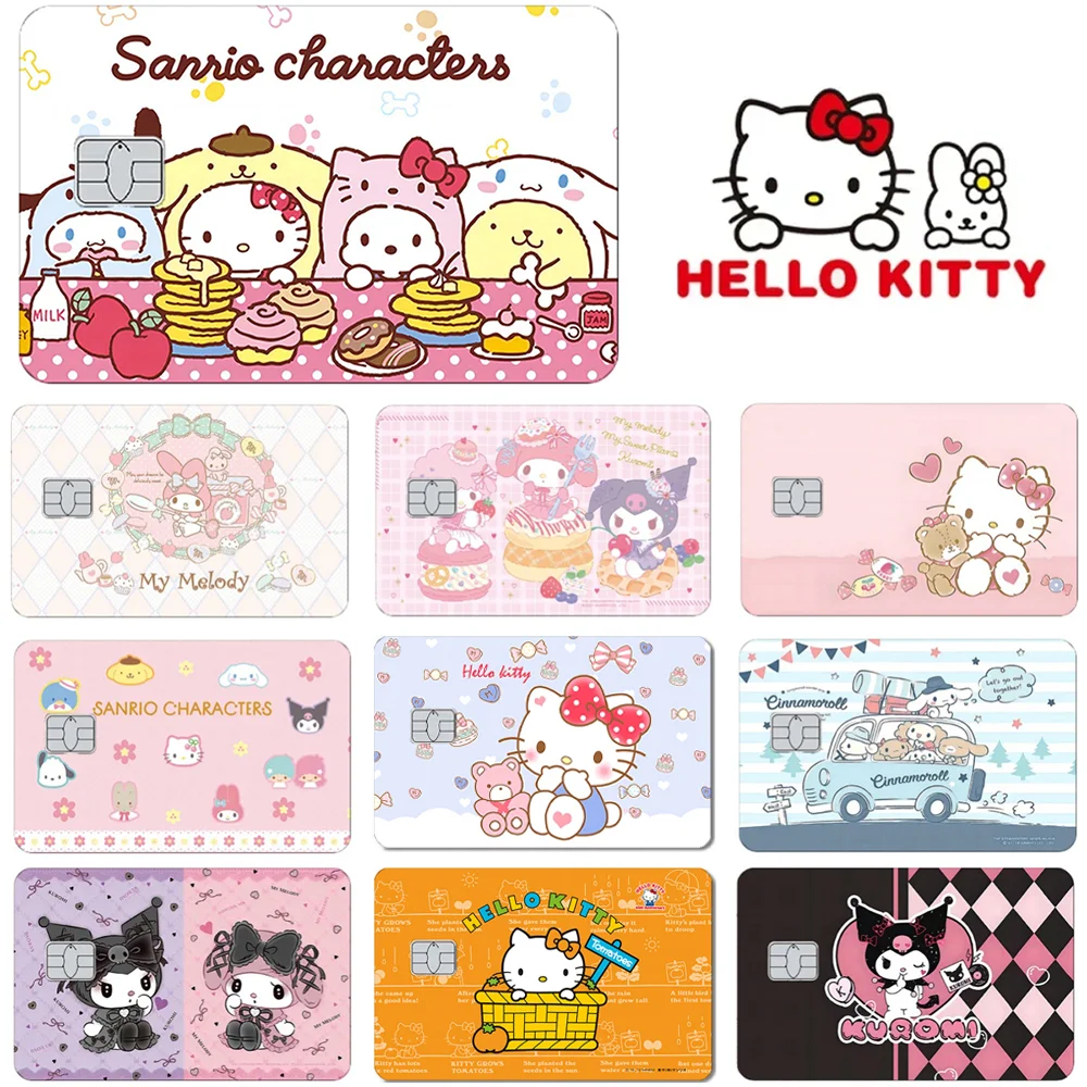 

Sanrio Hello Kitty Kuromi Card Decals Credit Card Skin 2.5D HD Stickers Card Matte Film Skin Small Chip Waterproof Stickers