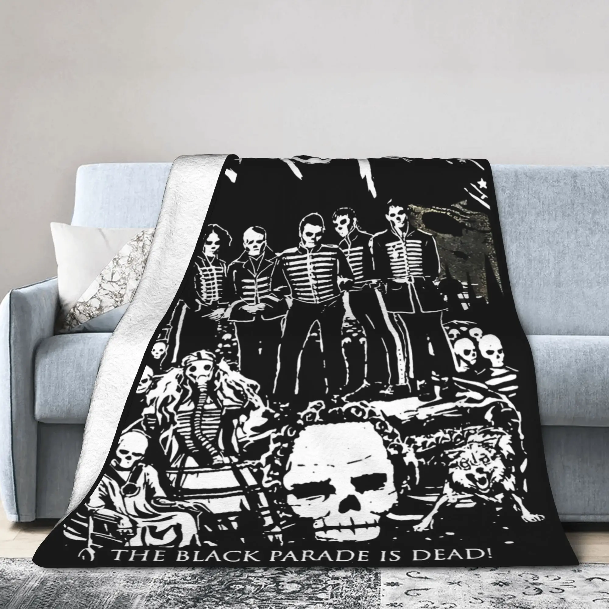 Rock Band My Chemical Romance Music Cover Super Warm Blankets Plush Bedding Throws Couch Chair Flannel Bedspread Bed Cover