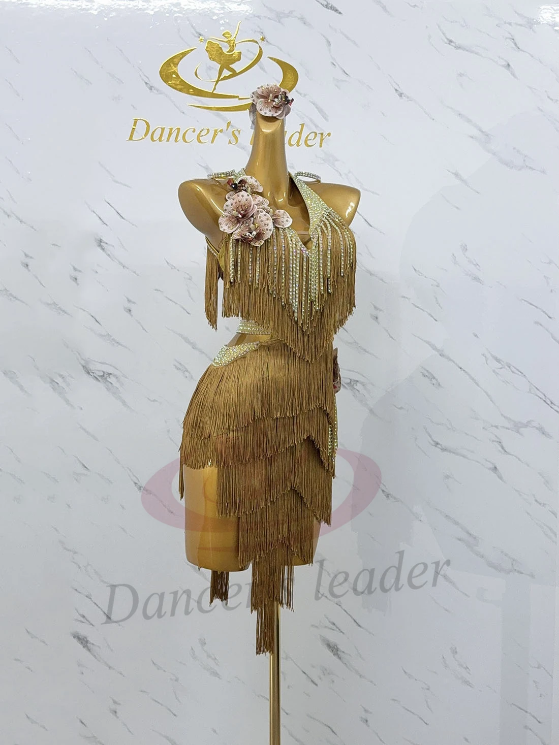 الرقص اللاتيني AB Stone أنثى الكبار الأطفال الراقية مخصصة زهرة شرابة الماس الأسود بركة السامبا أداء اللباس