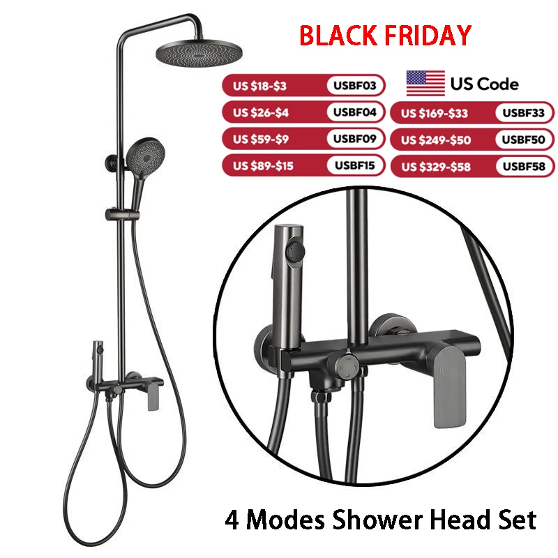 

9 Inch Shower Head High Pressure Cold and Hot Rainfall Shower Head Set Large Panles Handheld Shower System Bathroom Accessories