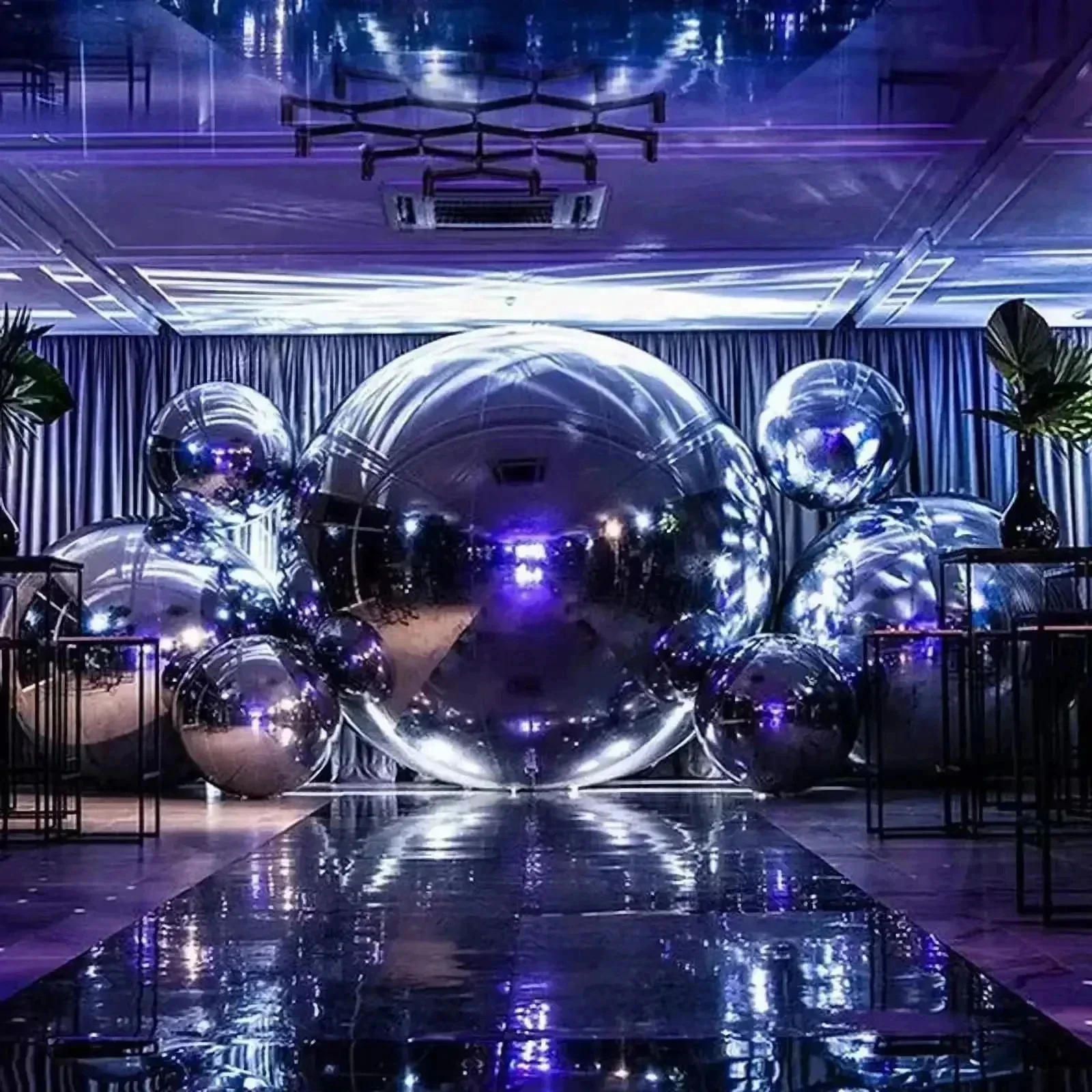 Riesiger PVC Aufblasbarer Spiegelballon Metallisch Reflektierende Kugel Boden- und Hängedekoration für Hochzeit Disco Geburtstag Party Event – Detail 13