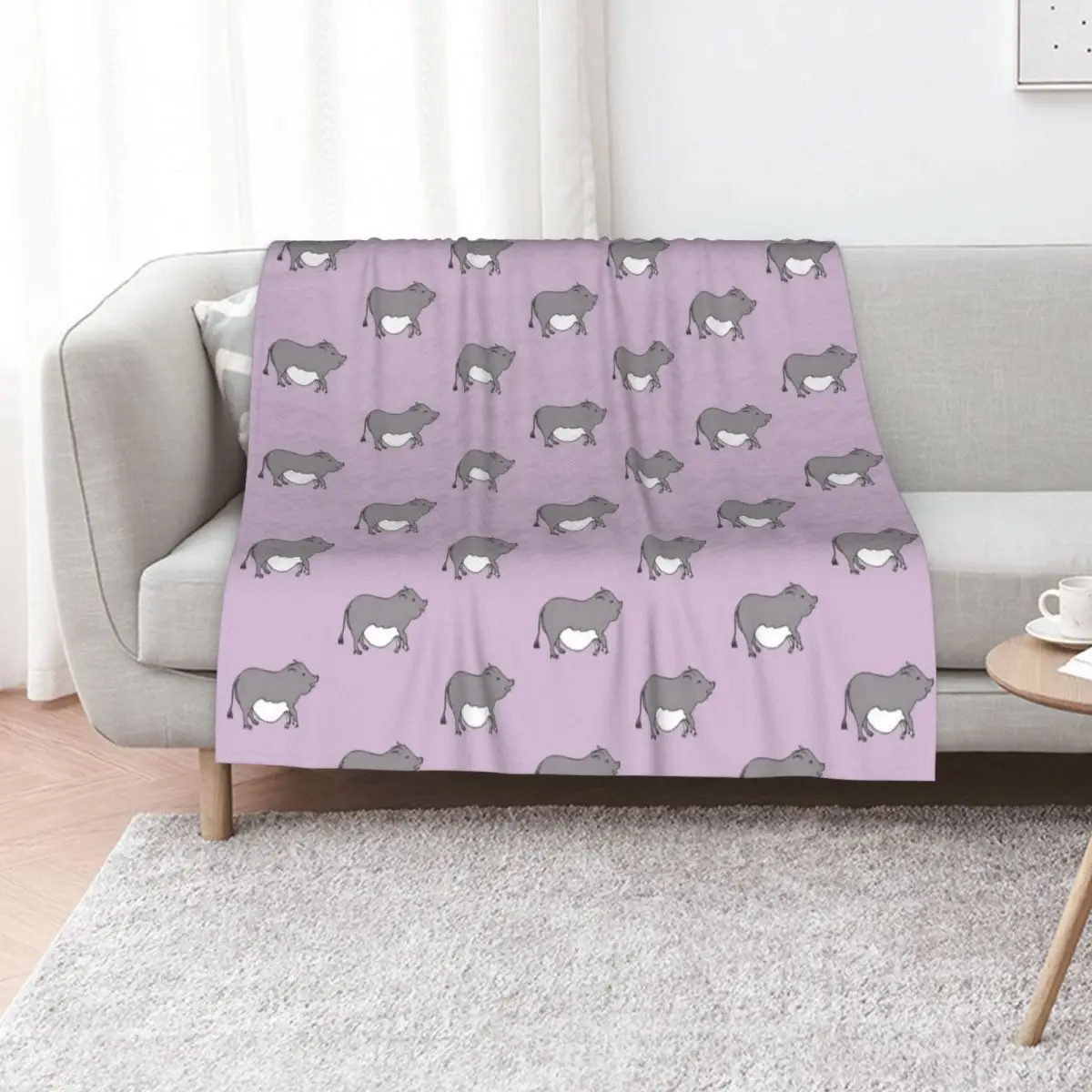 Cute Potbelly Pig Throw Blanket Faux Fur Soft Warm Blanket for Bed