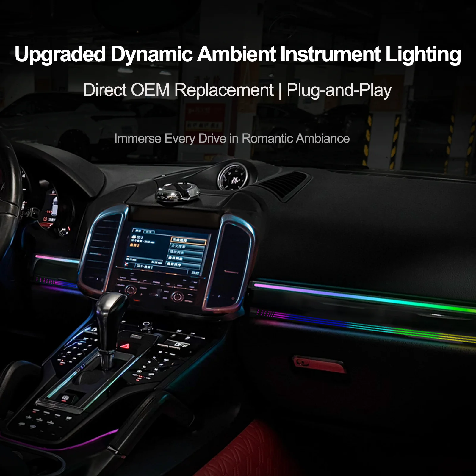 EZoneTronics Custom Ambient Lighting Kit for 2010–2017 Porsche Cayenne 1:1 OEM Mold, Supports App Control, Vehicle-Specific Fit