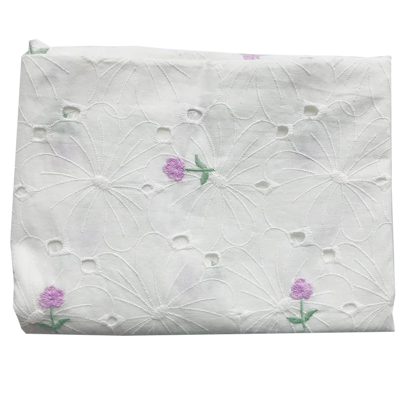 145x50cm Summer Cotton White Hollow Flower Embroidery Little  Fabric, making Fashion Dress Shirt Clothing cloth