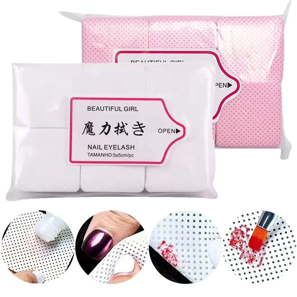 300/600Pcs Non-woven Nail Pads Ultra-Soft Nail Polish Removal - Professional Cleaning Wipes Nail Art Tools for Beauty Salon Use