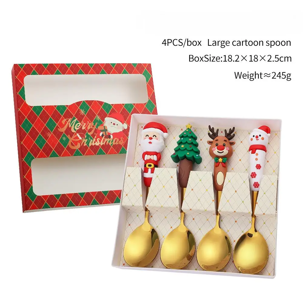 2/4/6 Stuks Kerst Vork En Lepel Set, Roestvrij Staal Creatief Servies, koffie Thee Dessert Vorken En Lepels Gift Set