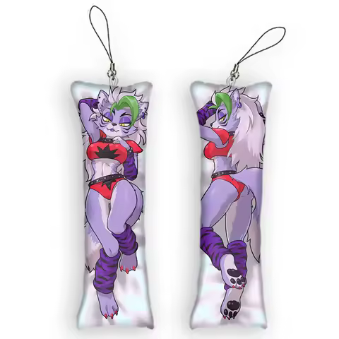 Mini Dakimakura Anime Roxanne Wolf(fnaf) Keychain Pendant Double-Sided Print Hanging Ornament Cute Small Body Pillow Decoration