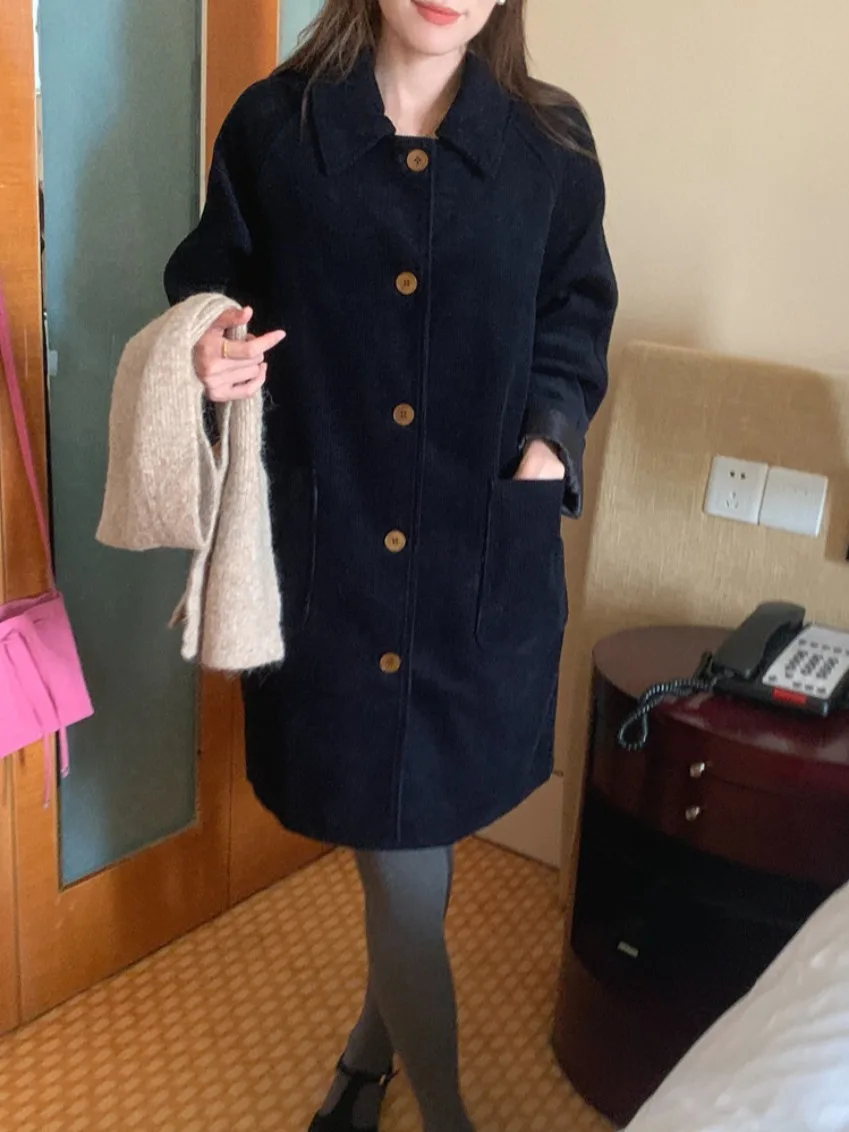 

Винтажная вельветовая одежда Jaet на одной пуговице Long Sve Street Sle, весенне-осенняя верхняя одежда, два цвета для молодых женщин