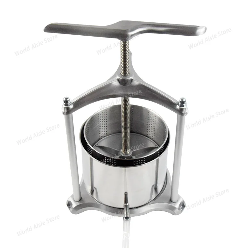 Manual Wine Press 6L Aluminum Frame Stainless Steel Barrel Press Cheese Vegetable Stuffing Residue Extrusion