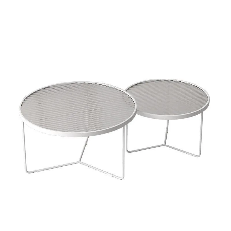 Nordic cream wind Changhong water pattern tempered glass coffee table, modern small apartment living room household round