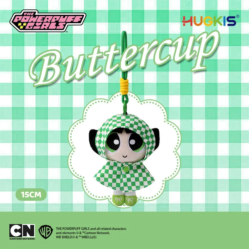 Hugkis Powerpuff Girls Blossom Buttercup Bubbles Raincoat Stuffed Plush Doll Pendant Cute Birthday Gift Doll Stuffed Animal Toy
