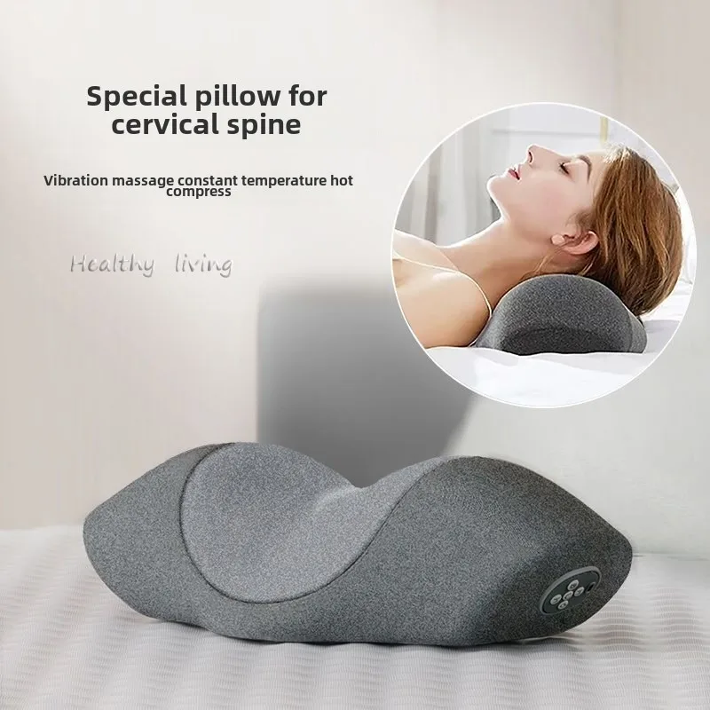

Cervical Memory Foam Heating Vibration Massage Neck Pillow USB Graphene Heating for Bed Shoulder Compact Design Portable Massage