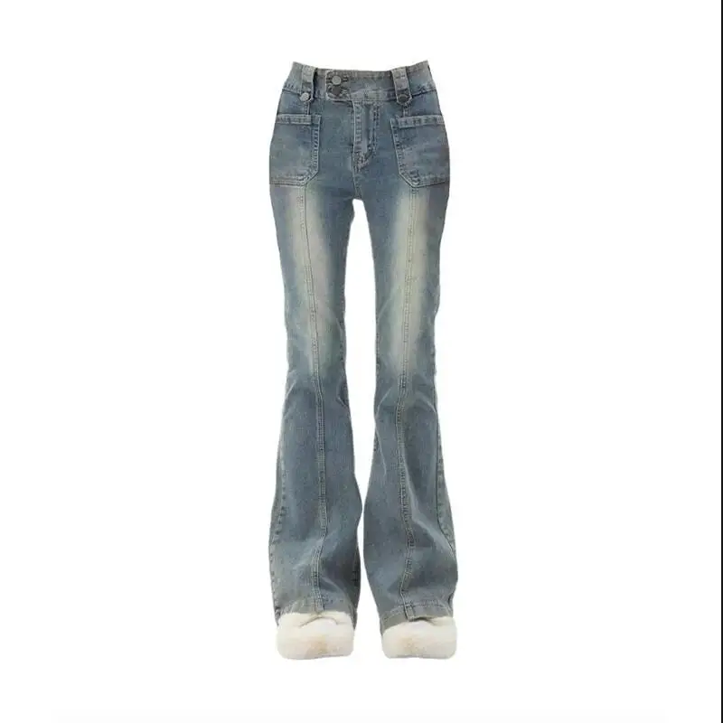 

Women Jeans Flare Pants High Waist Vintage Denim Bell Bottom Female Harajuku Streetwear Chic 2000s Tide Trousers Y2k 2024 w936