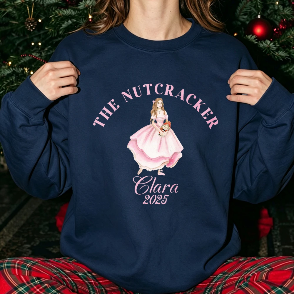 The Nutcracker Clara 2025 Pink Princess Ballerina Print Pullover Christmas Xmas Holiday Ballet Graphic Casual Autumn Winter Tops
