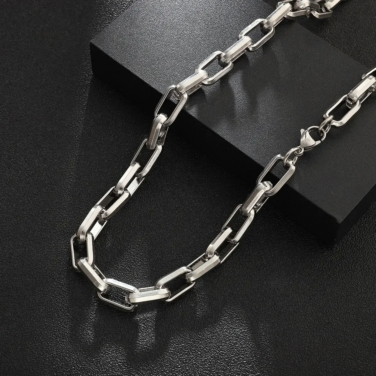 Industrial Style 316l Stainless Steel 9mm Paperclip Link Chains For Men Hip Hop Cuba Oval Cable Necklaces Jewelry