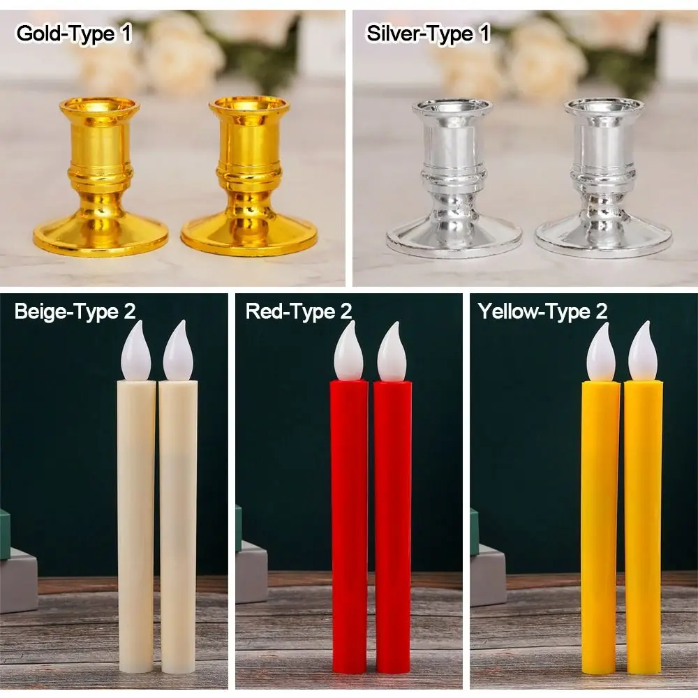 Candle Holders LED Lantern Light Ornaments Battery Operated Electric Flickering Candlesticks Energy-saving Party Decor Lights