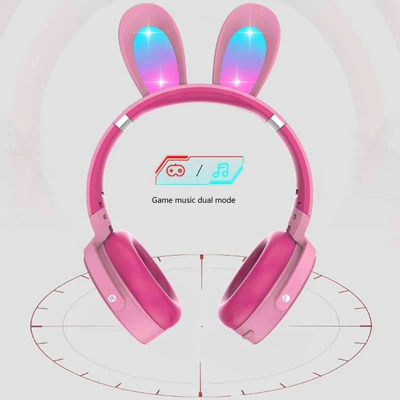 귀 헤드폰, LED 조명, 컴퓨터 헤드폰, 헤드셋, 블루투스 5.0 헤드폰, 지지대 TF 카드