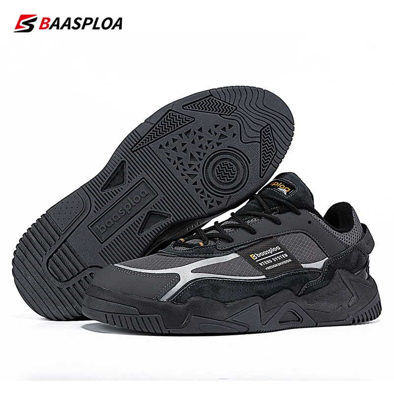 Baasploa Men Walking Sneakers New Fashion Leather Waterproof Comfortable Shoes Male Casual Non-Slip Wear-Resistant Tenis Sh