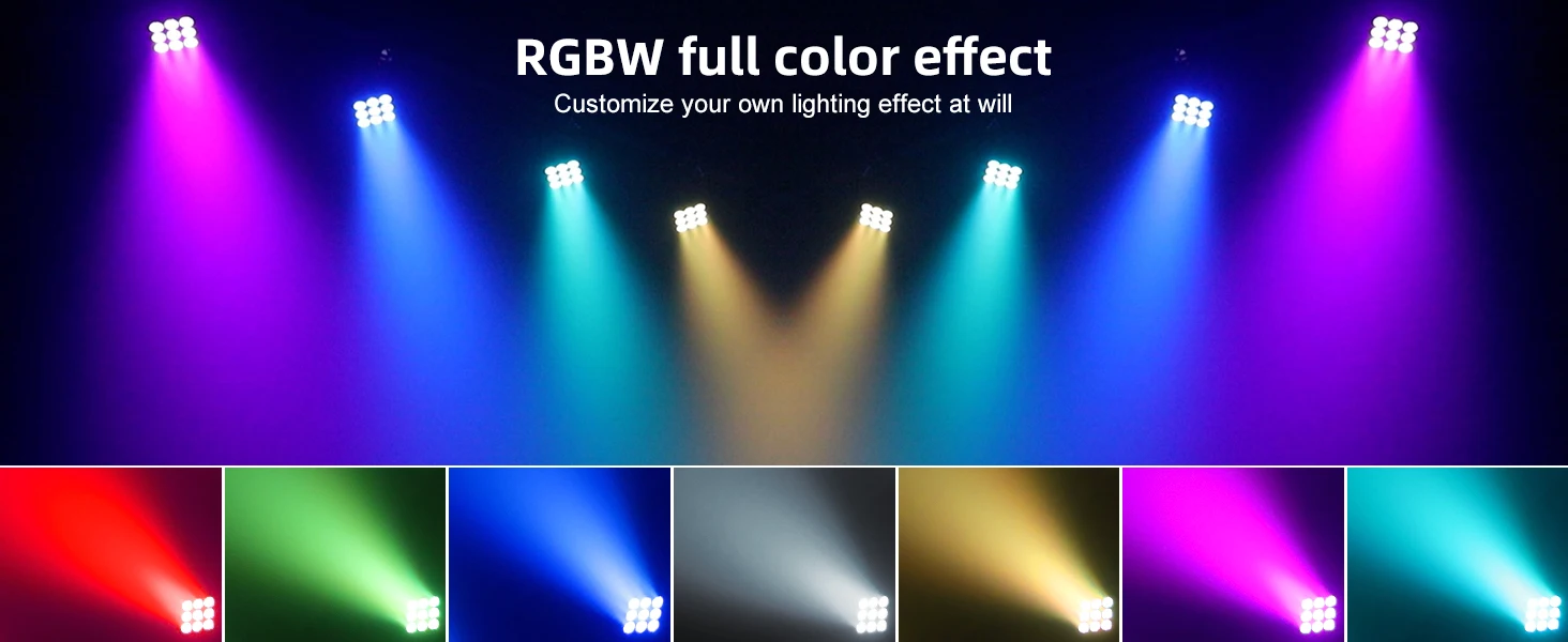 Yiflamefly 4er-Set 90W Par-Scheinwerfer mit 9x10W RGBW LEDs, Bühnenbeleuchtung mit Fernbedienung & DMX512-Steuerung, Par-Cans für DJ-Partys, KTV, Bars, Nachtclubs – Detail 2