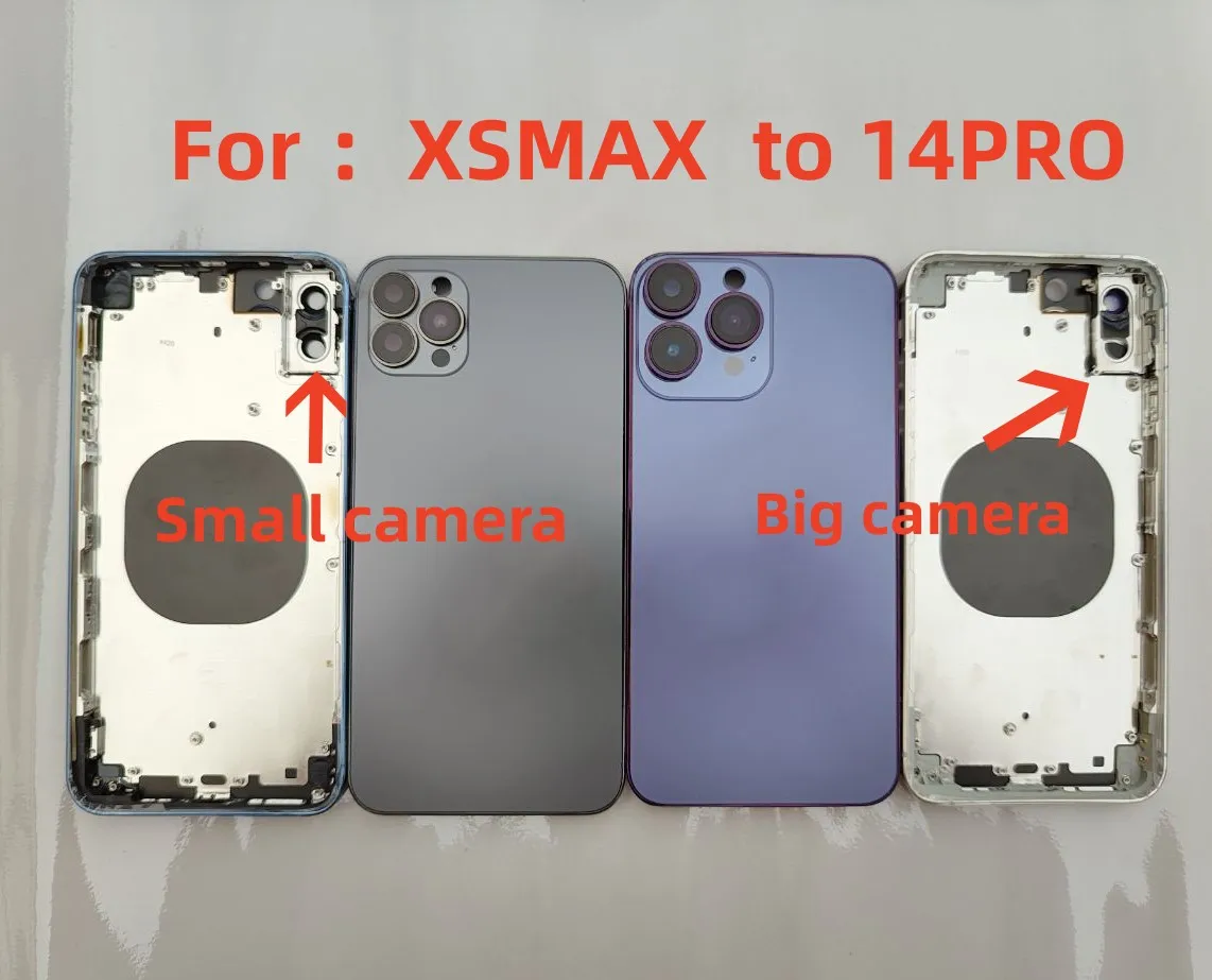 Diy Housing For iPhone Xsmax to 14 Promax Big camera Housing Back Cover Compatible XS MAX Like 14PRO MAX Chassis Battery cover