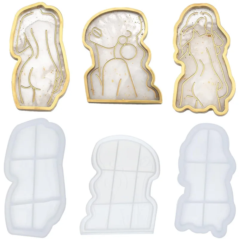 Silicone Tray Molds, Girls Body line Resin Trays Molds with Edges, Jewelry Holder Serving Board for Handmade DIY