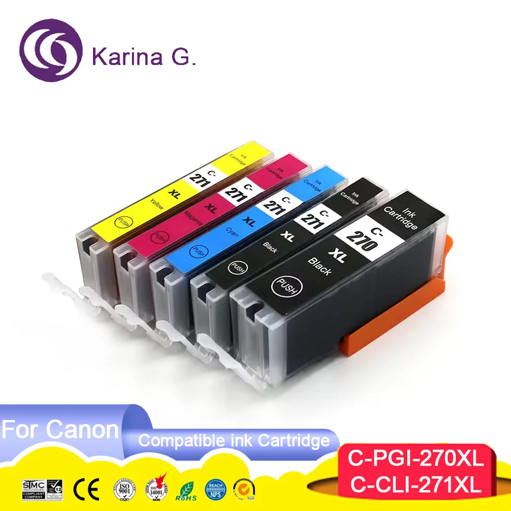 

Compatible for PGI270 CLI271 PGI-270 CLI-271Ink Cartridge Suit For Canon PIXMA MG5720/MG5721 MG6820/MG6821 MG6822/MG7720 Printer