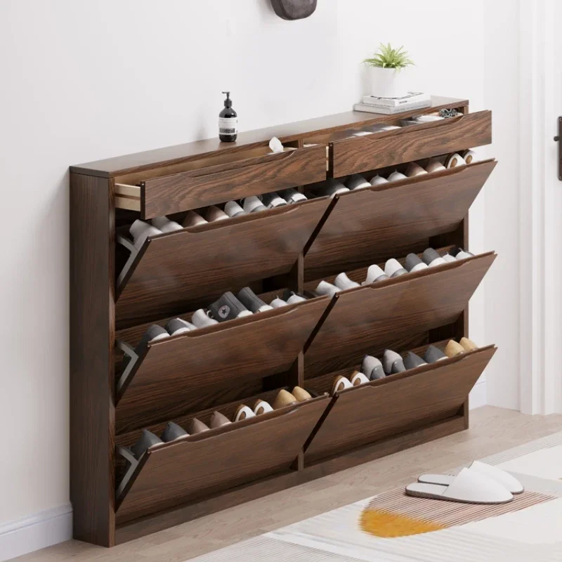 

Solid Wood Oak Log Ultra-Thin Shoe Cabinet