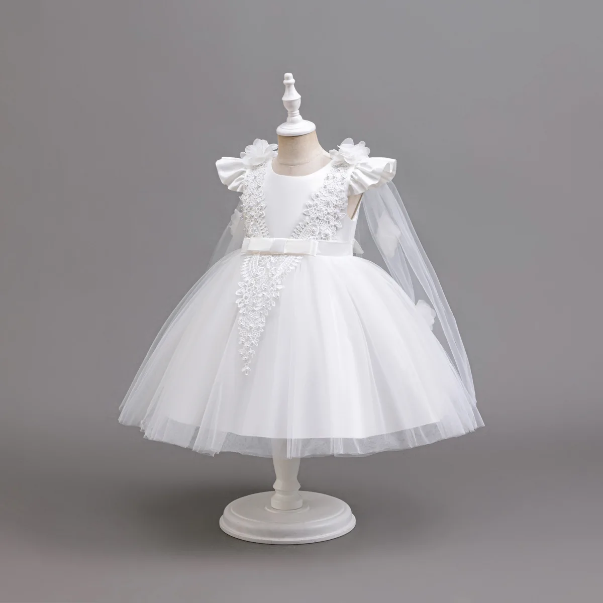 

Детское свадебное платье для девочек, белое праздничное платье на день рождения, осенняя одежда для девочек