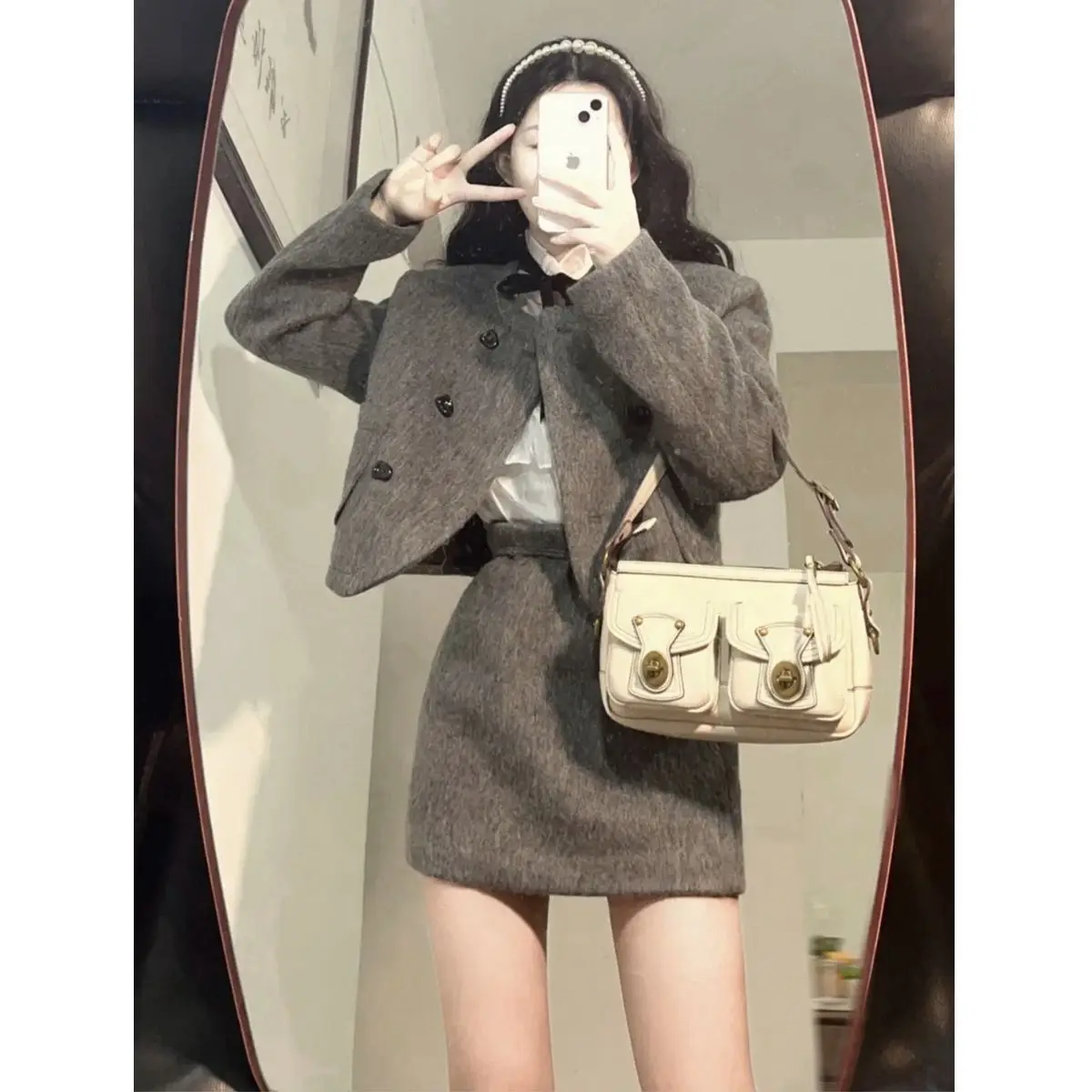 Winter Warm Vintage Two Piece Set Women Wool Elegant Mini Skirt Suits Female Korean Fashion Casual Designer Retro Suit 2023 New