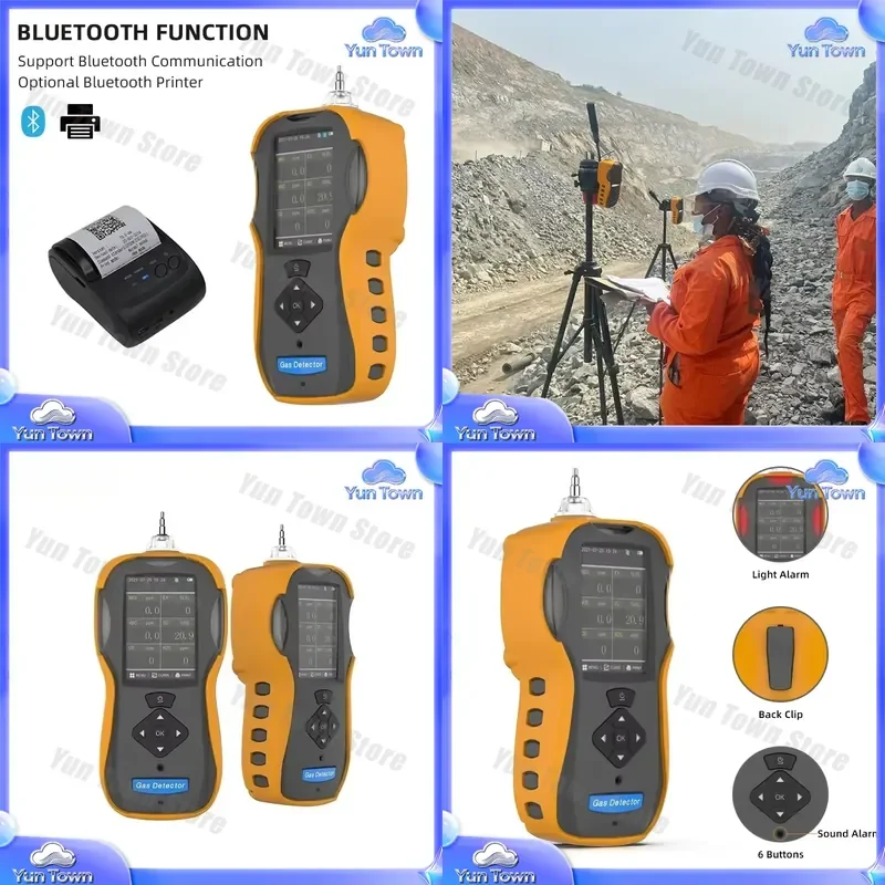 Portable Gas Analyzer for Hydrogen Sulfide H2S Ammonia NH3 VOCs Oxygen O2 Concentration Detection Single Gas Detector