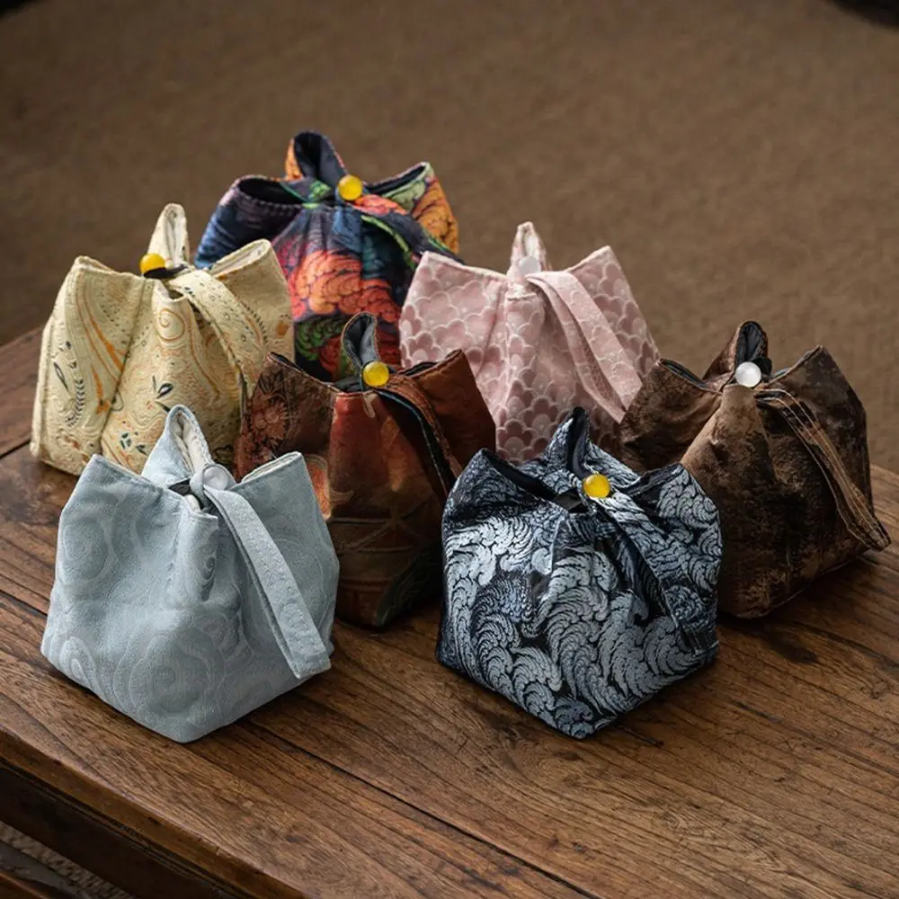 Multi-functional Brocade Tea Set Storage Bag Thickened Embroidered Teapot Storage Bag Chinese Style Bag Travel Tea Set