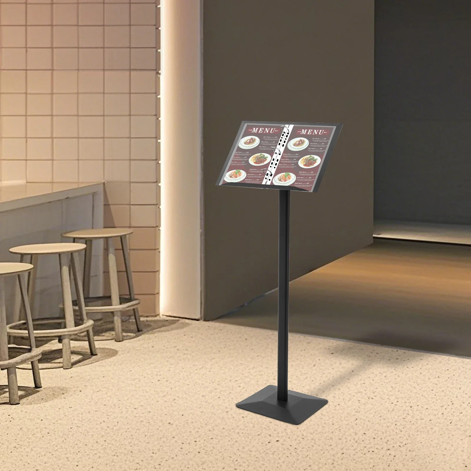 حديد أسود 115 سم إطار عرض قائمة تحول الصفحة العمودية قاعدة الموثق إطار لوحة إعلانات ثابت