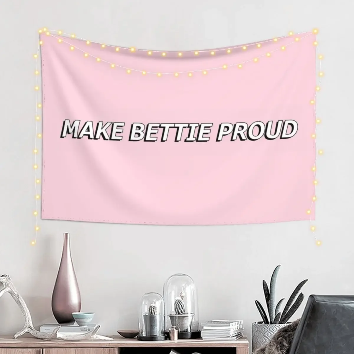 MAKE BETTIE PROUD PINK AND BLACK Tapestry Bed Room Decoration Room Decore Aesthetic Decor For Room Tapestry