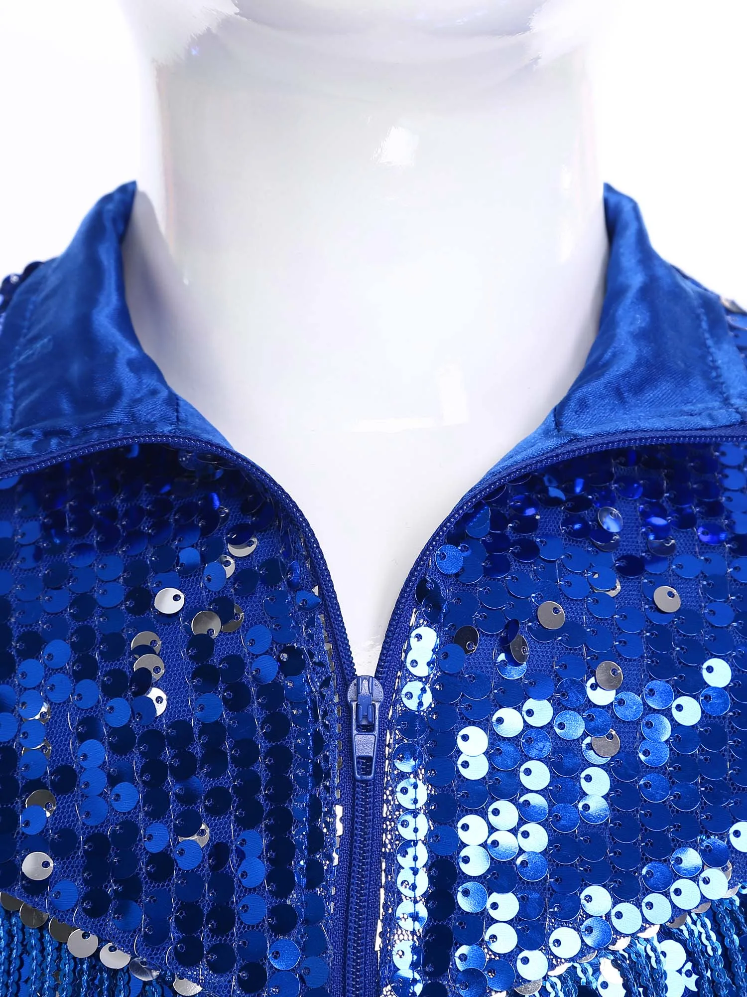 Kids Disco Hip Hop Jazz Dance Costume Fashion Boys Jacket Streetwear Sequined Tassel Fringe Coat Outerwear for Cowboy Party Rave