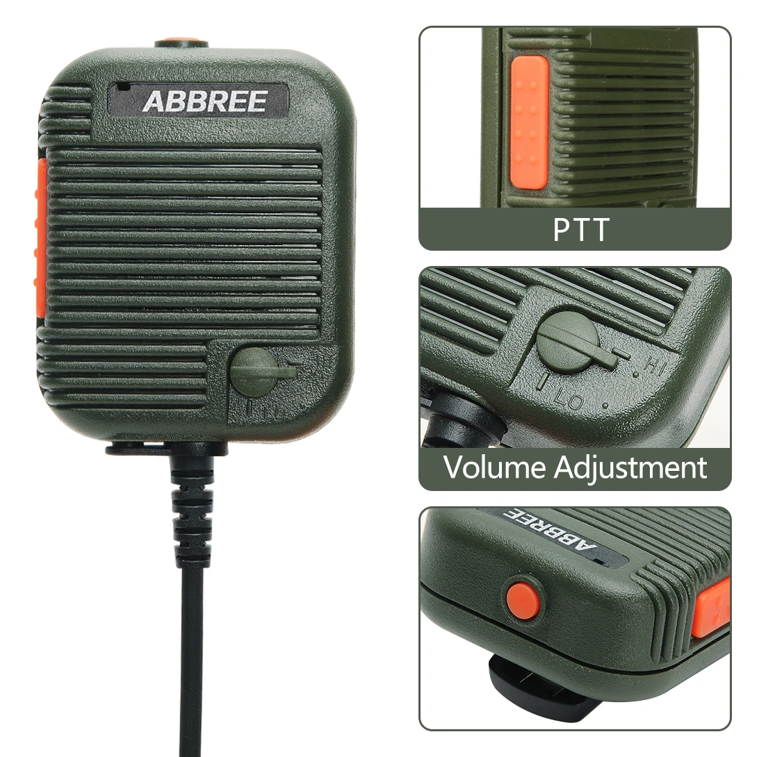 ABBREE AR‑152 Handheld Walkie Talkie Speaker Mic PTT Microphone Kenwood 2 Pin Shoulder Microphone For UV‑K5 UV‑21 Pro Ham Radio