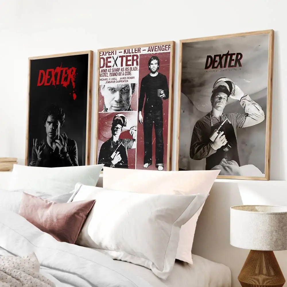 Dexter Morgan Character   Poster Self-adhesive Art Waterproof Paper Sticker Coffee House Bar Room Wall Decor