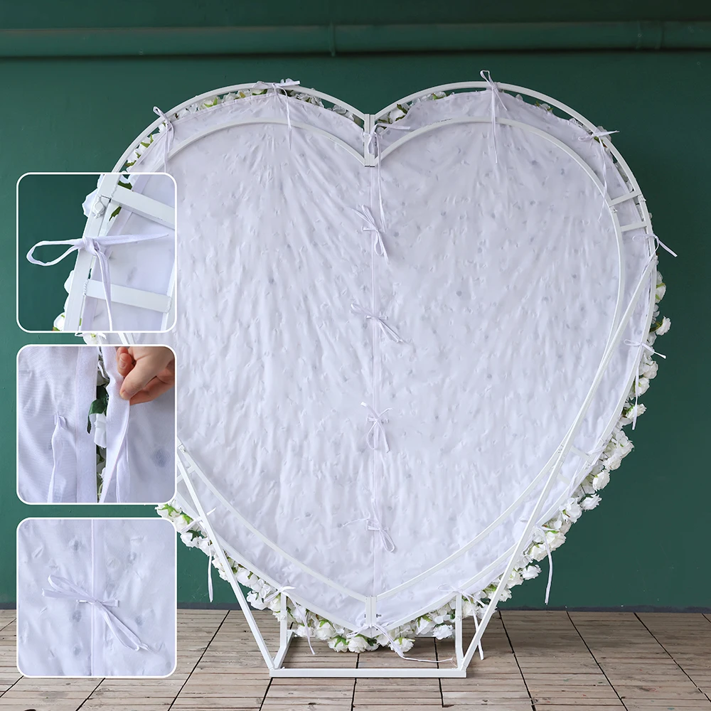 High Quality Fleur Artificielle Wedding Decoration Heart Shaped Artificial Floral Arrangement White Rose Flower Height 7.2ft