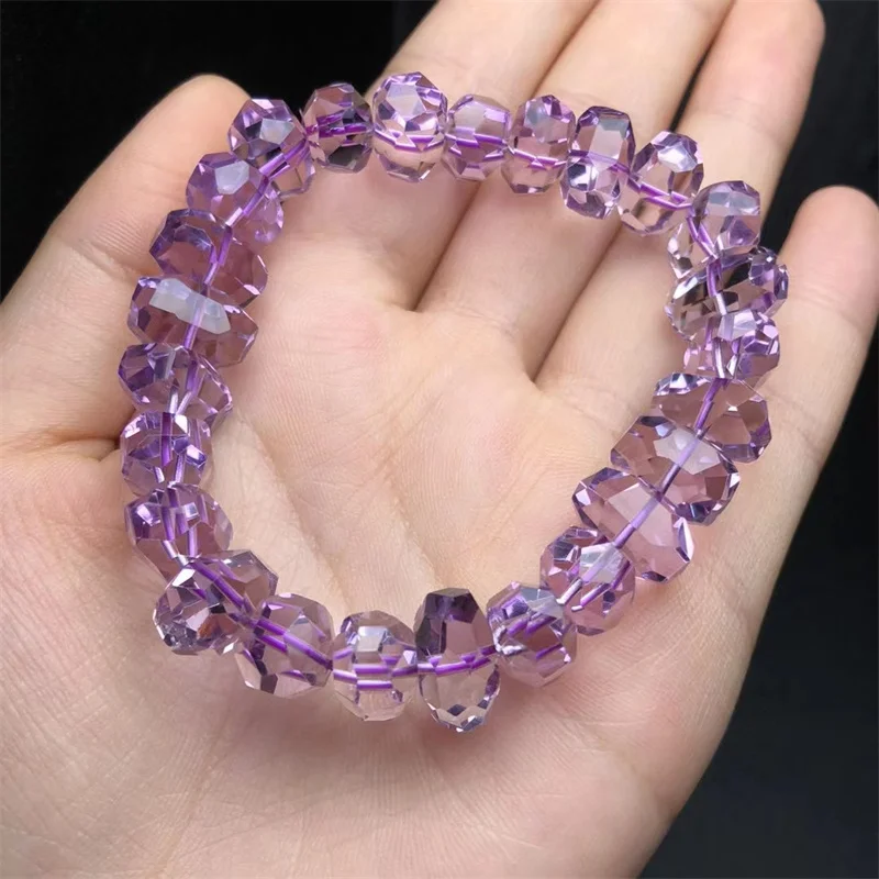 Natural Faceted Amethyst Bracelet Wholesale Design Stretch Polychrome Handmade Beads Healing Women Jewelry Gift 1pcs